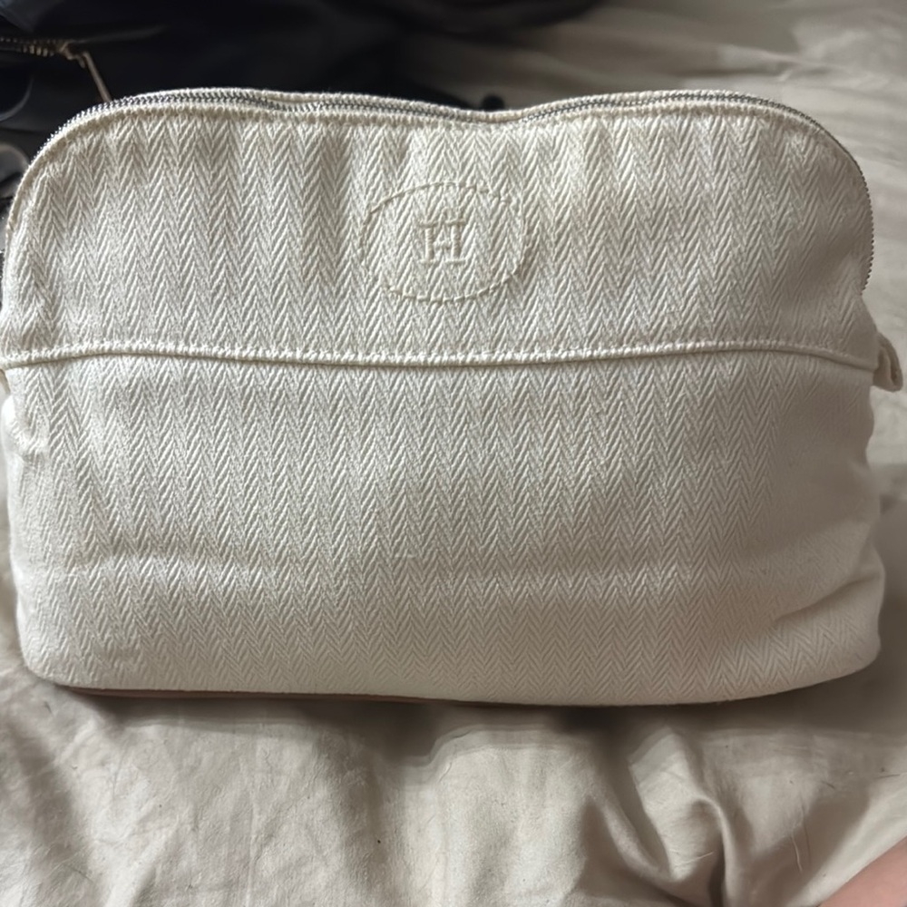 Hermès Cream Herringbone Pouch
